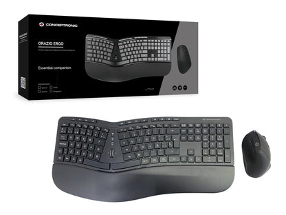 Conceptronic ORAZIO02ES tangentbord Mus inkluderad Kontor RF Trådlös QWERTY Spansk Svart
