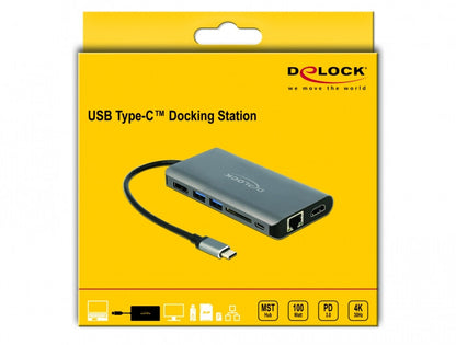 DeLOCK 87683 dockningsstationer för bärbara datorer Kabel USB 3.2 Gen 1 (3.1 Gen 1) Type-C Grå