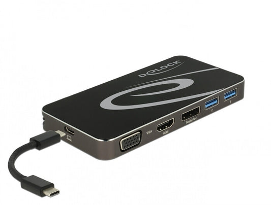 DeLOCK 87773 dockningsstationer för bärbara datorer Kabel USB 3.2 Gen 1 (3.1 Gen 1) Type-C Svart