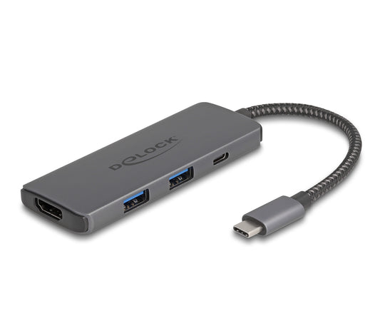 DeLOCK 87804 dockningsstationer för bärbara datorer Kabel USB 3.2 Gen 1 (3.1 Gen 1) Type-C Grå