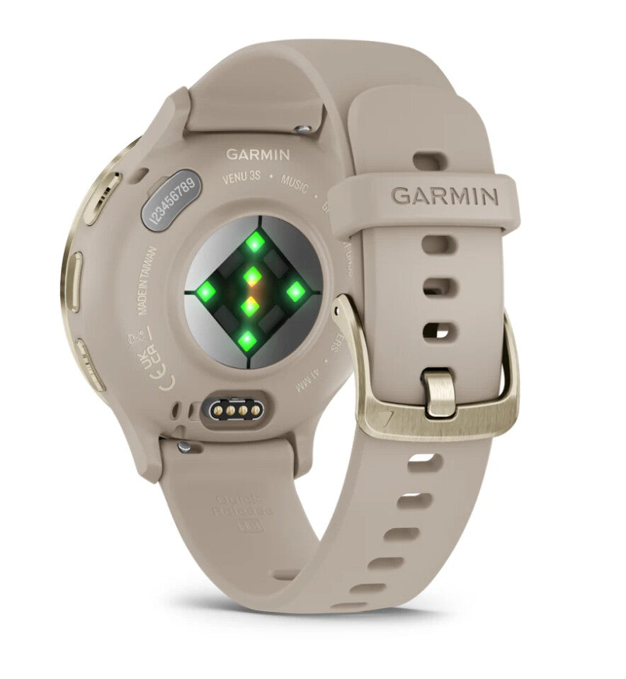 Garmin Venu 3S 3,05 cm (1.2") AMOLED 41 mm Digital 390 x 390 pixlar Pekskärm Guld, Grå Wi-Fi GPS