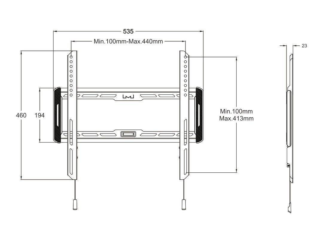 Multibrackets 1008 tv-fäste 165,1 cm (65") Svart