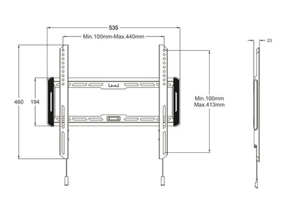 Multibrackets 1008 tv-fäste 165,1 cm (65") Svart