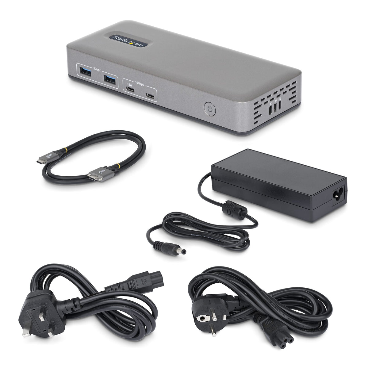 StarTech.com USB-C-dockningsstation för två skärmar, HDMI, 4K 60 Hz, 100 W laddning av bärbar dator, 1 GbE, drivrutinlös, dockningsstation för flera skärmar för Windows