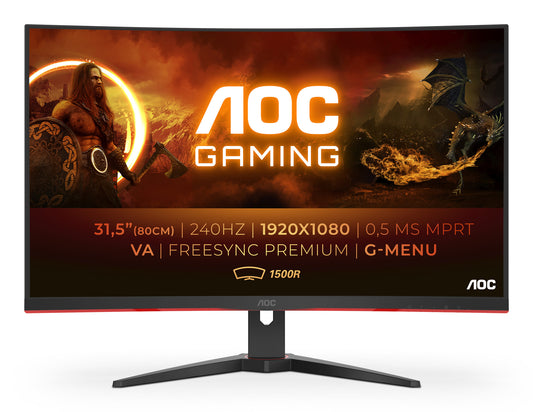 AOC G2 C32G2ZE/BK platta pc-skärmar 80 cm (31.5") 1920 x 1080 pixlar Full HD LED Svart, Röd