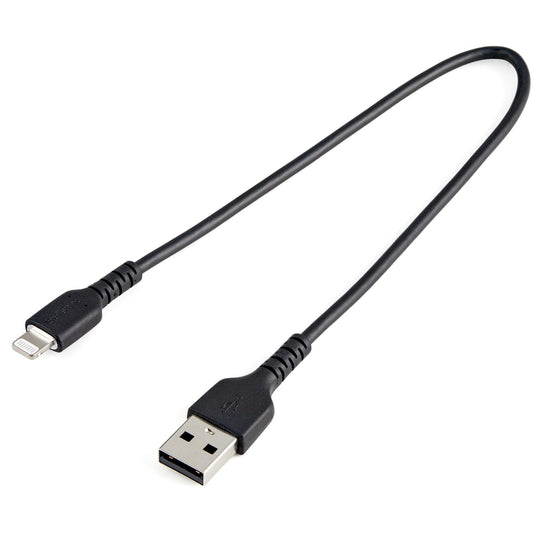 StarTech.com 30cm tålig, svart USB-A till Blixtkabel - Hård, tålig aramifiber USB typ A till Blixtladdare/synkron strömsladd - Apple MFi-certifierad iPad/iPhone 12