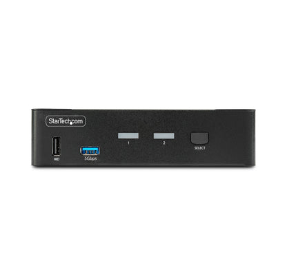 StarTech.com 2-ports DisplayPort KVM-switch, 8K 60 Hz/4K 144 Hz, enkelskärm, DP 1.4, 2x USB 3.0-portar, 4x USB 2.0 HID-portar, tryckknapps- och genvägsväxling, TAA-kompatibel - OS-oberoende, metallhölje