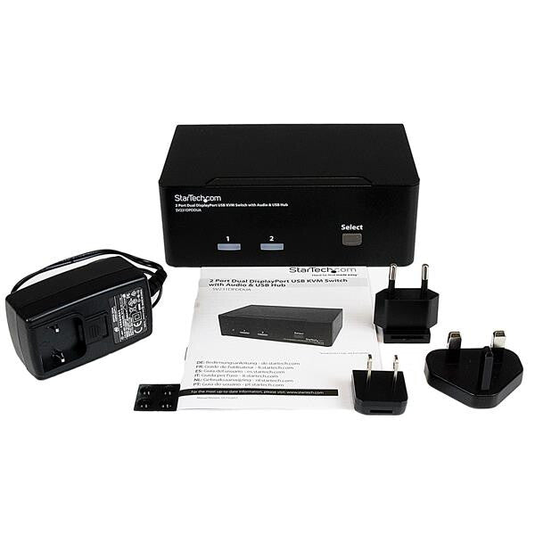 StarTech.com Dubbel USB DisplayPort KVM-switch med 2 portar, audio & USB 2.0-hubb
