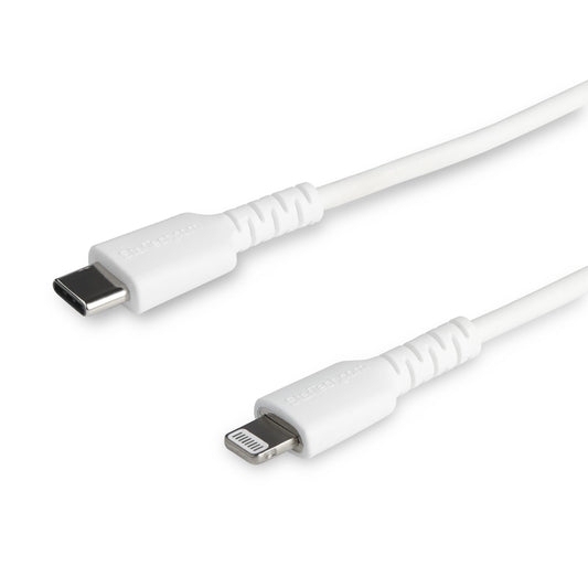 StarTech.com 2m tålig, vitt USB-C till Blixtkabel - Hård, tålig aramifiber USB typ A till Blixtladdare/synkron strömsladd - Apple MFi-certifierad iPad/iPhone 12