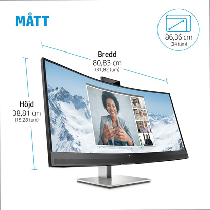 HP E34m G4 välvd WQHD-USB-C-bildskärm för konferenssamtal