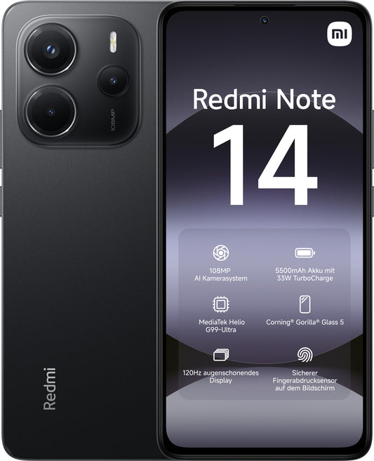 Xiaomi Redmi Note 14 16,9 cm (6.67") Hybrid Dual SIM 4G USB Type-C 6 GB 128 GB 5500 mAh Svart