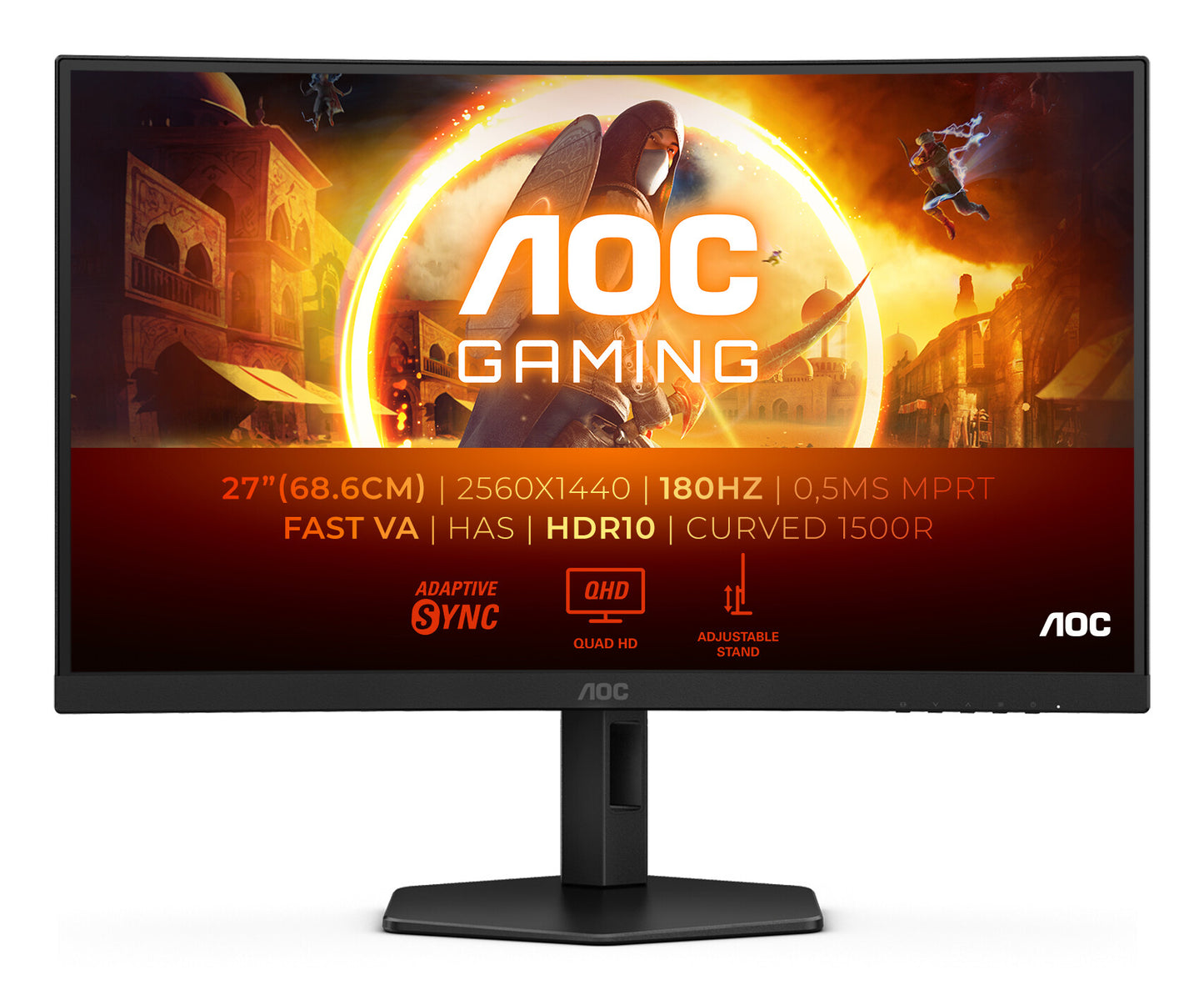 AOC G4 CQ27G4X platta pc-skärmar 68,6 cm (27") 2560 x 1440 pixlar Quad HD LCD Svart
