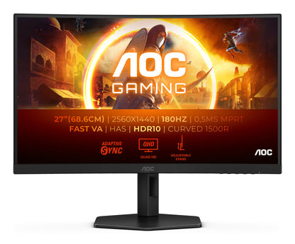 AOC G4 CQ27G4X platta pc-skärmar 68,6 cm (27") 2560 x 1440 pixlar Quad HD LCD Svart