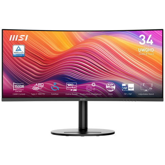 MSI Modern MD342CQP platta pc-skärmar 86,4 cm (34") 3440 x 1440 pixlar UltraWide Quad HD LCD Svart