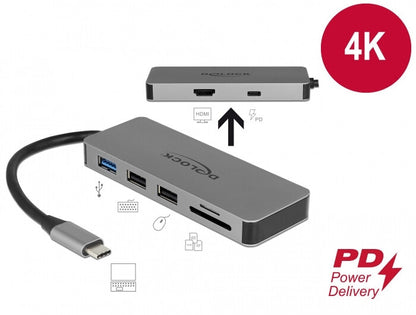 DeLOCK 87743 dockningsstationer för bärbara datorer USB 3.2 Gen 1 (3.1 Gen 1) Type-C Grå