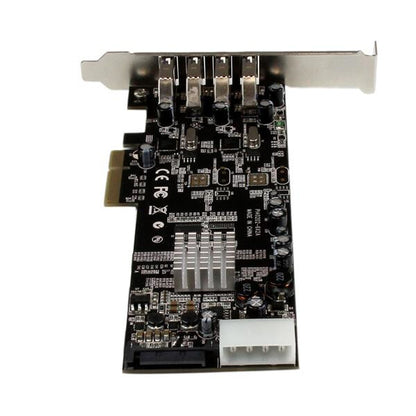 StarTech.com PCI Express (PCIe) SuperSpeed USB 3.0-kortadapter med 4 portar och 2 dedicerade kanaler på 5 Gbps – UASP – SATA/LP4-ström