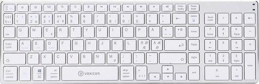 Voxicon DK-300B-WHT tangentbord Bluetooth Nordic Silver, Vit