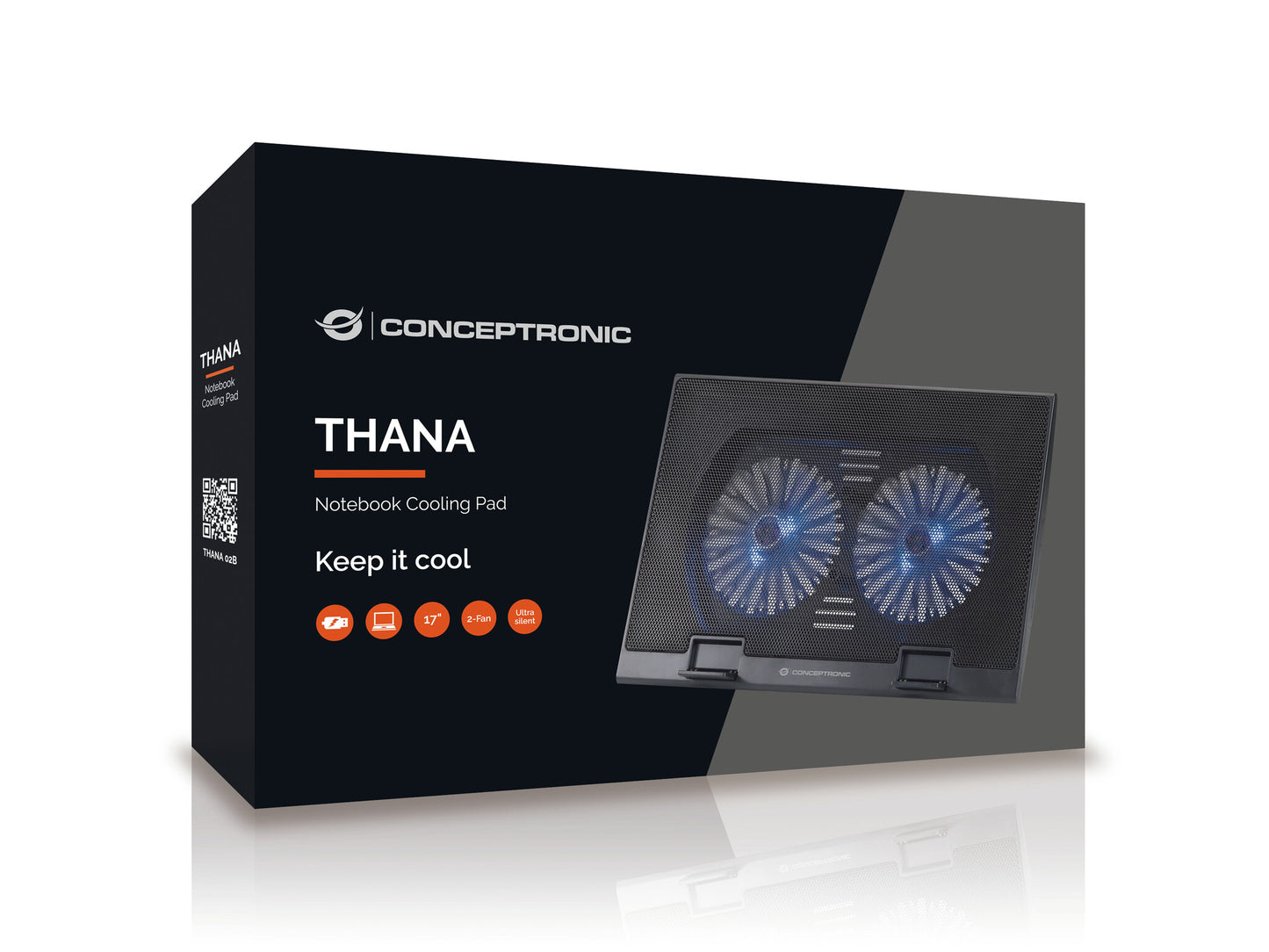 Conceptronic THANA02B kylningsdynor för bärbara datorer 43,2 cm (17") Svart