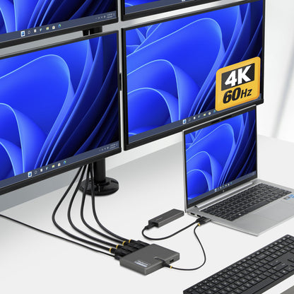 StarTech.com QUAD-USB-DP-ADAPT dockningsstationer för bärbara datorer Kabel USB 3.2 Gen 1 (3.1 Gen 1) Type-C Grå