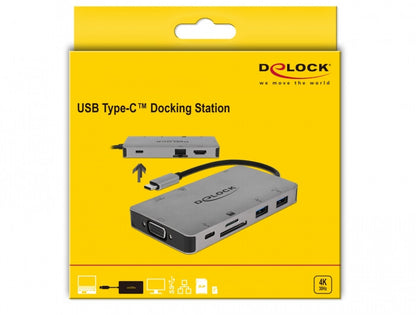 DeLOCK 87735 dockningsstationer för bärbara datorer Kabel USB 3.2 Gen 1 (3.1 Gen 1) Type-C Grå