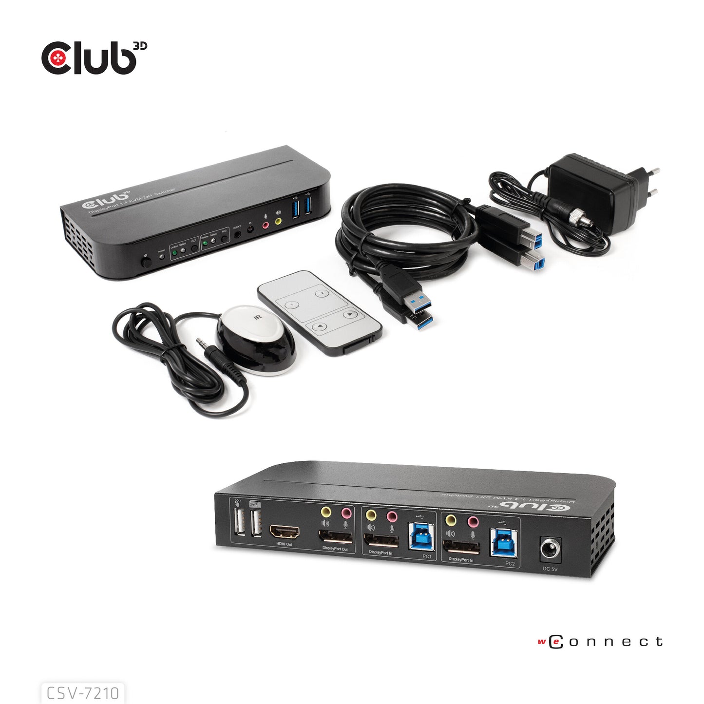 CLUB3D CSV-7210 KVM-switchar Svart