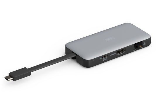 Digitus DA-70916 dockningsstationer för bärbara datorer Kabel USB 3.2 Gen 2 (3.1 Gen 2) Type-C Svart, Grå