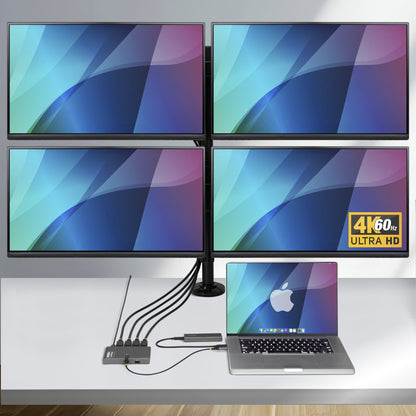 StarTech.com QUAD-USB-DP-ADAPT dockningsstationer för bärbara datorer Kabel USB 3.2 Gen 1 (3.1 Gen 1) Type-C Grå