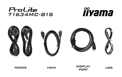 iiyama ProLite T1634MC-B1S platta pc-skärmar 39,6 cm (15.6") 1920 x 1080 pixlar Full HD LED Pekskärm Svart