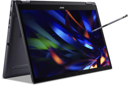 Acer TravelMate P4 TMP414RN-53-TCO-70K0 Intel® Core™ i7 i7-1355U Hybrid (2-i-1) 35,6 cm (14") Pekskärm WUXGA 16 GB DDR4-SDRAM 512 GB SSD Wi-Fi 6E (802.11ax) Windows 11 Pro tyska Blå