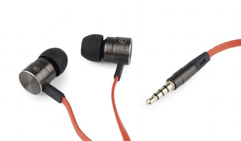 Gembird MHS-EP-LHR hörlur och headset Hörlurar Kabel I öra Samtal/musik Svart, Orange