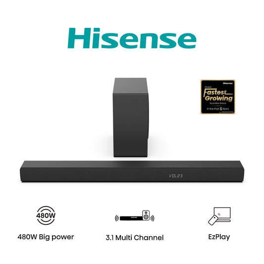 Hisense HS3100 soundbar-högtalare Svart 3.1 kanaler 480 W