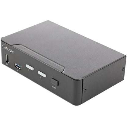 StarTech.com 2-ports HDMI KVM-switch - En skärm 4K 60 Hz Ultra HD HDR - Desktop HDMI 2.0 KVM-switch med 2 portar USB 3.0-hubb (5 Gbit/s) och 4x USB 2.0 HID, ljud - Snabbtangenter för omkoppling - TAA