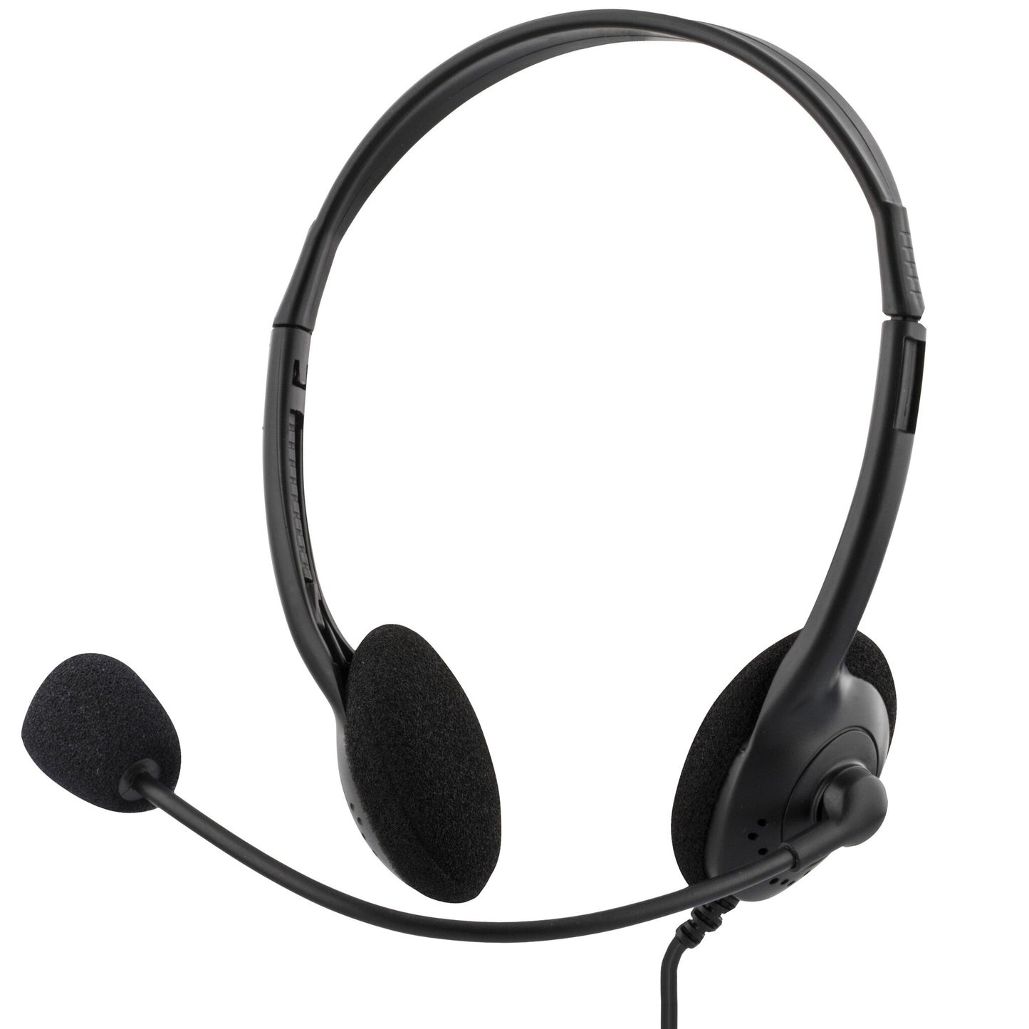 Deltaco Stereo Headset, mikrofon och volymkontroll, 2 x 3,5 mm, svart