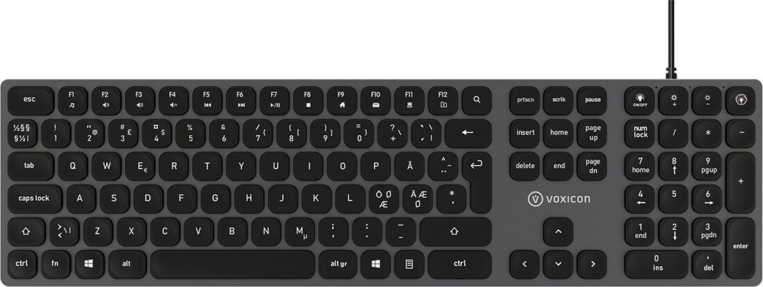 Voxicon DK-PX1-B tangentbord Universal USB QWERTY Nordic Svart