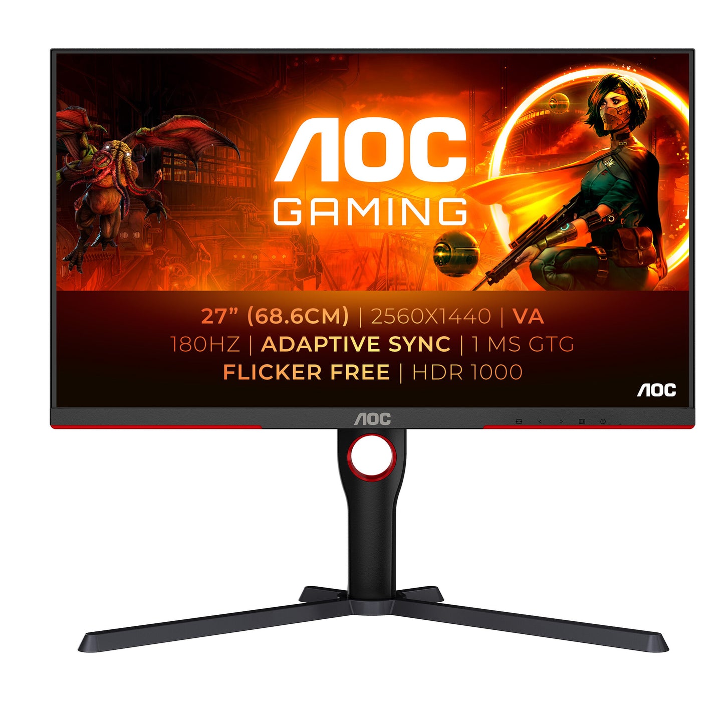 AOC G3 Q27G3XMN/BK platta pc-skärmar 68,6 cm (27") 2560 x 1440 pixlar 2K Ultra HD LED Svart