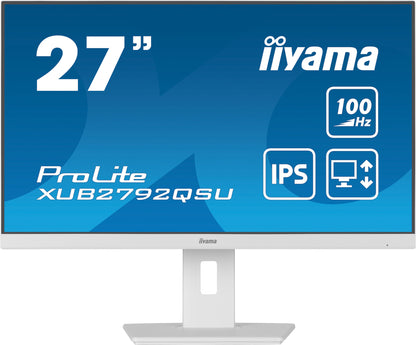 iiyama ProLite XUB2792QSU-W6 platta pc-skärmar 68,6 cm (27") 2560 x 1440 pixlar Quad HD LED Vit