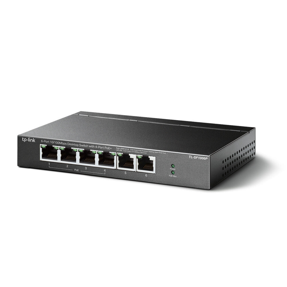 TP-Link TL-SF1006P nätverksswitchar Ohanterad Fast Ethernet (10/100) Strömförsörjning via Ethernet (PoE) stöd Svart