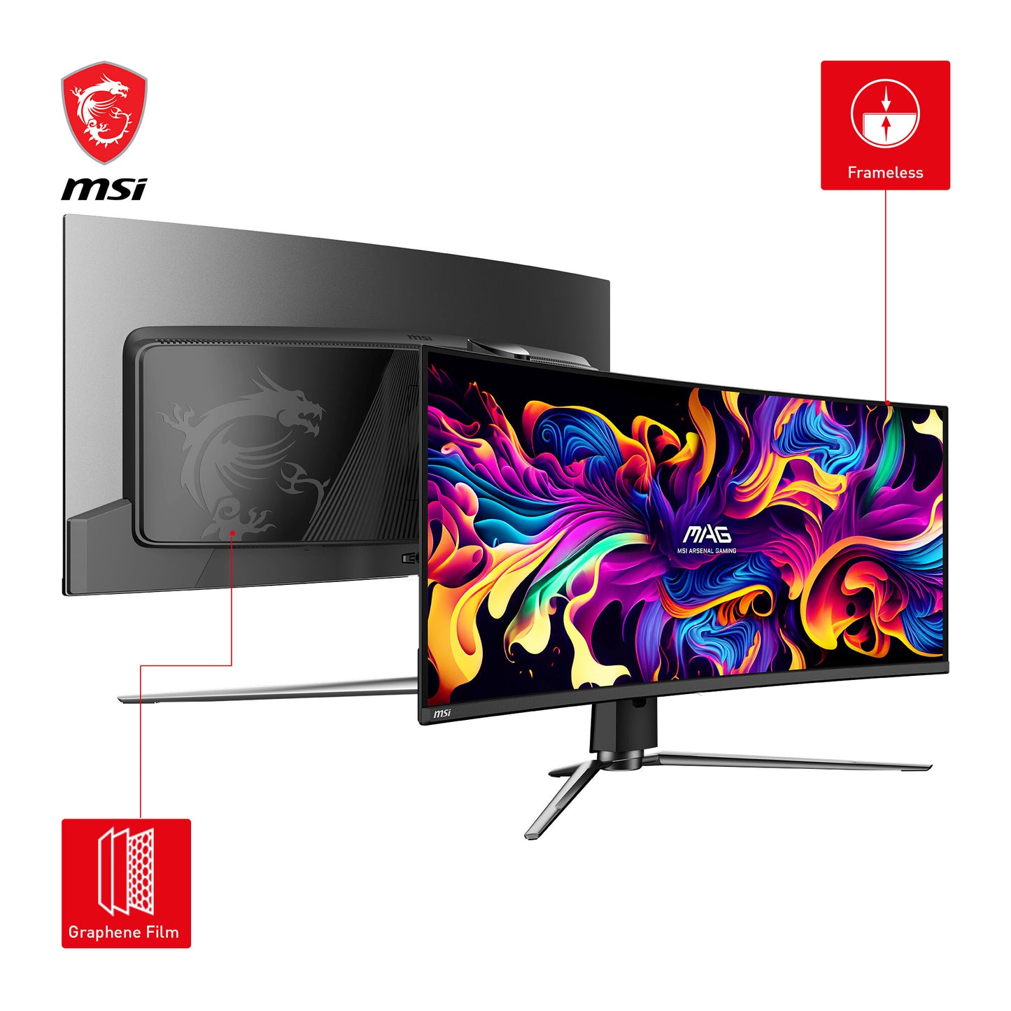 MSI MAG 341CQPDE QD-OLED platta pc-skärmar 86,4 cm (34") 3440 x 1440 pixlar UltraWide Quad HD Svart