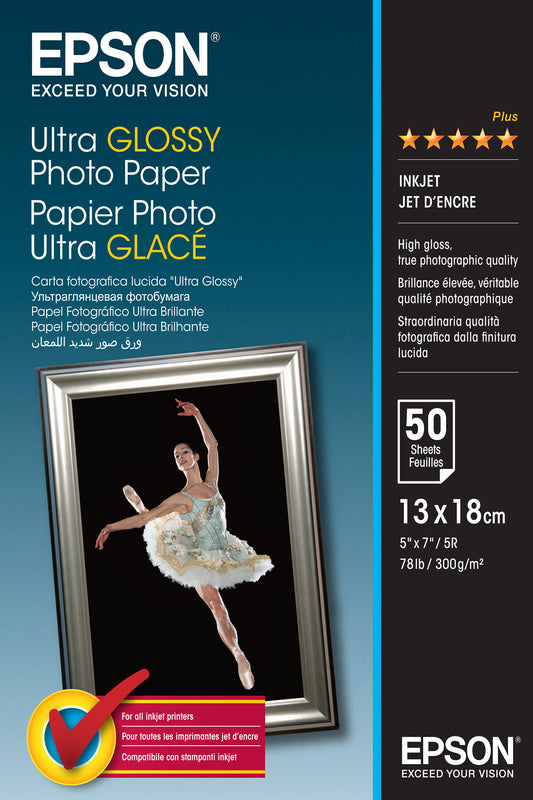 Epson Ultra Glossy Photo Paper - 13x18cm - 50 Ark