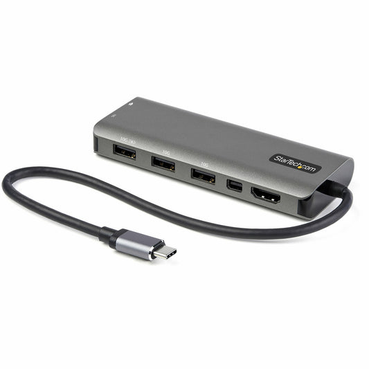StarTech.com USB C-multiportadapter - USB-C till HDMI eller Mini DisplayPort 4K 60 Hz, 100W Power delivery Pass-through, 4-portars 10 Gbit/s USB-hubb - USB Type-C-mini-dockningsstation - med 30 cm ansluten kabel