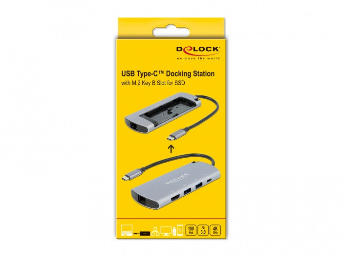 DeLOCK 87767 dockningsstationer för bärbara datorer Kabel USB 3.2 Gen 1 (3.1 Gen 1) Type-C Grå