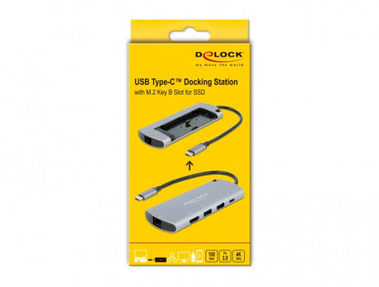DeLOCK 87767 dockningsstationer för bärbara datorer Kabel USB 3.2 Gen 1 (3.1 Gen 1) Type-C Grå