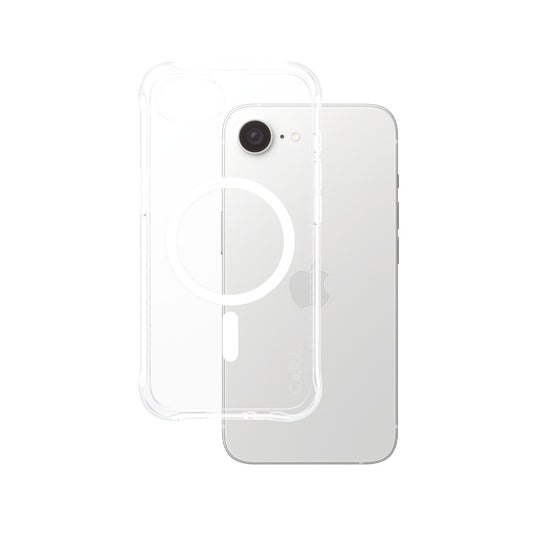 PanzerGlass CARE by ® Fashionable Case Samba Transparent w. White Qi Compatible iPhone 16e mobiltelefonfodral Omslag
