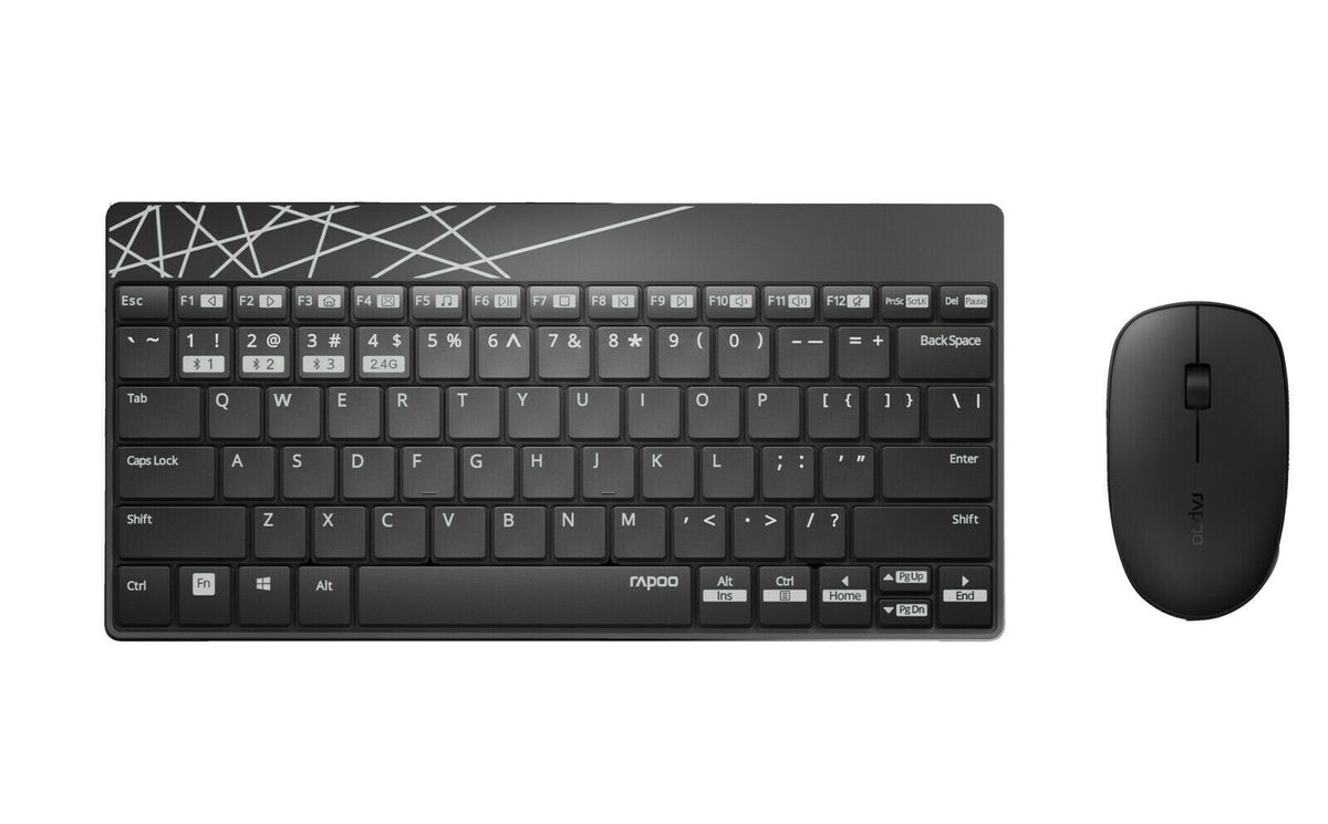Rapoo 8000M tangentbord Mus inkluderad Universal Bluetooth QWERTZ tyska Svart