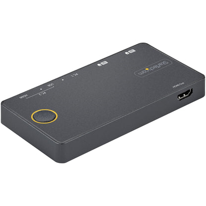 StarTech.com 2-ports hybrid USB-A + HDMI och USB-C KVM-switch - Enskild 4K 60 Hz HDMI 2.0-skärm - Kompakt HDMI KVM-switch för stationär/bärbar dator - USB-bussdriven - Thunderbolt 3-kompatibel