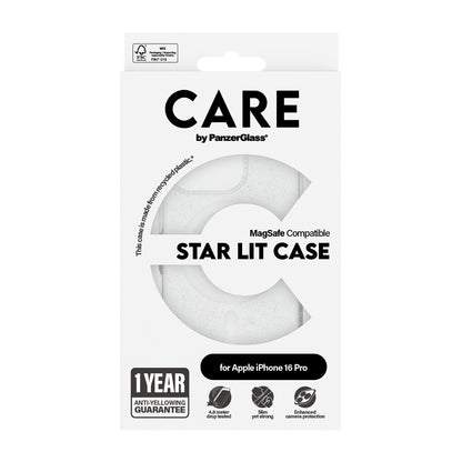 PanzerGlass CARE™ by ® Star Lit Case w. White MagSafe iPhone 16 Pro mobiltelefonfodral Mobilskal Transparent