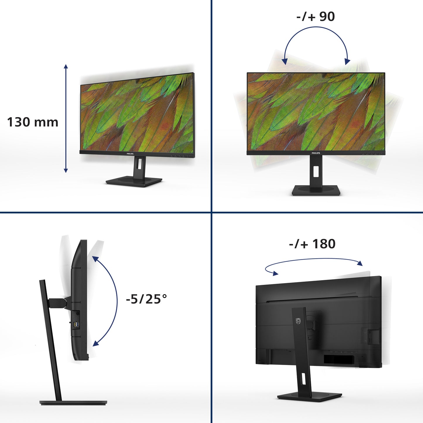 Philips 3000 series 27B1U3900/00 platta pc-skärmar 68,6 cm (27") 3840 x 2160 pixlar 4K Ultra HD LCD Svart