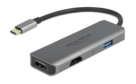 DeLOCK 87780 dockningsstationer för bärbara datorer Kabel USB 3.2 Gen 1 (3.1 Gen 1) Type-C Grå