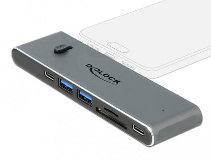 DeLOCK 87752 dockningsstationer för bärbara datorer Kabel USB 3.2 Gen 1 (3.1 Gen 1) Type-C Grå
