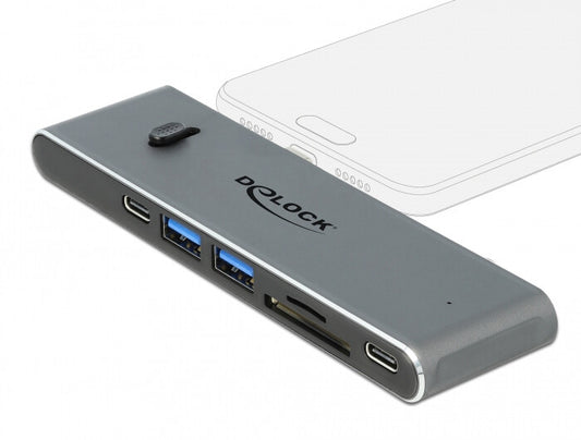 DeLOCK 87752 dockningsstationer för bärbara datorer Kabel USB 3.2 Gen 1 (3.1 Gen 1) Type-C Grå
